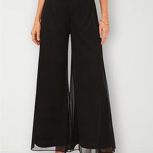 Black Wide Leg Pants with a Sheer Overlay